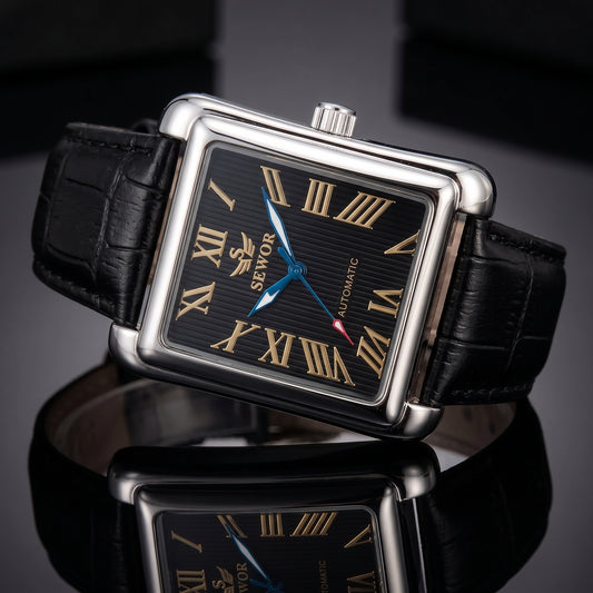 SEWOR Watches Gold Rectangle Automatic Mechanical Watches