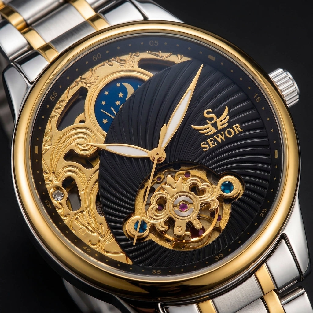 SEWOR Gold Relogio Masculino