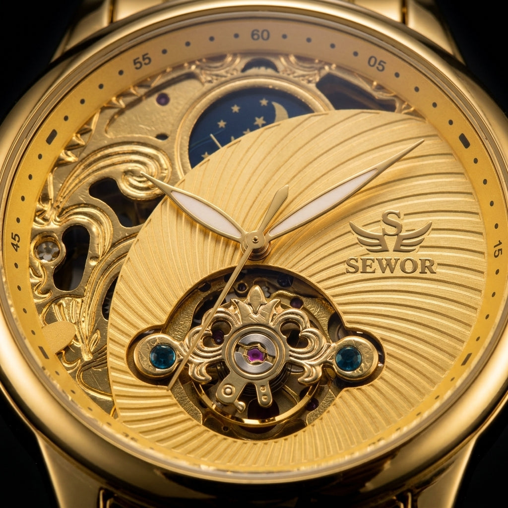 SEWOR Gold Relogio Masculino