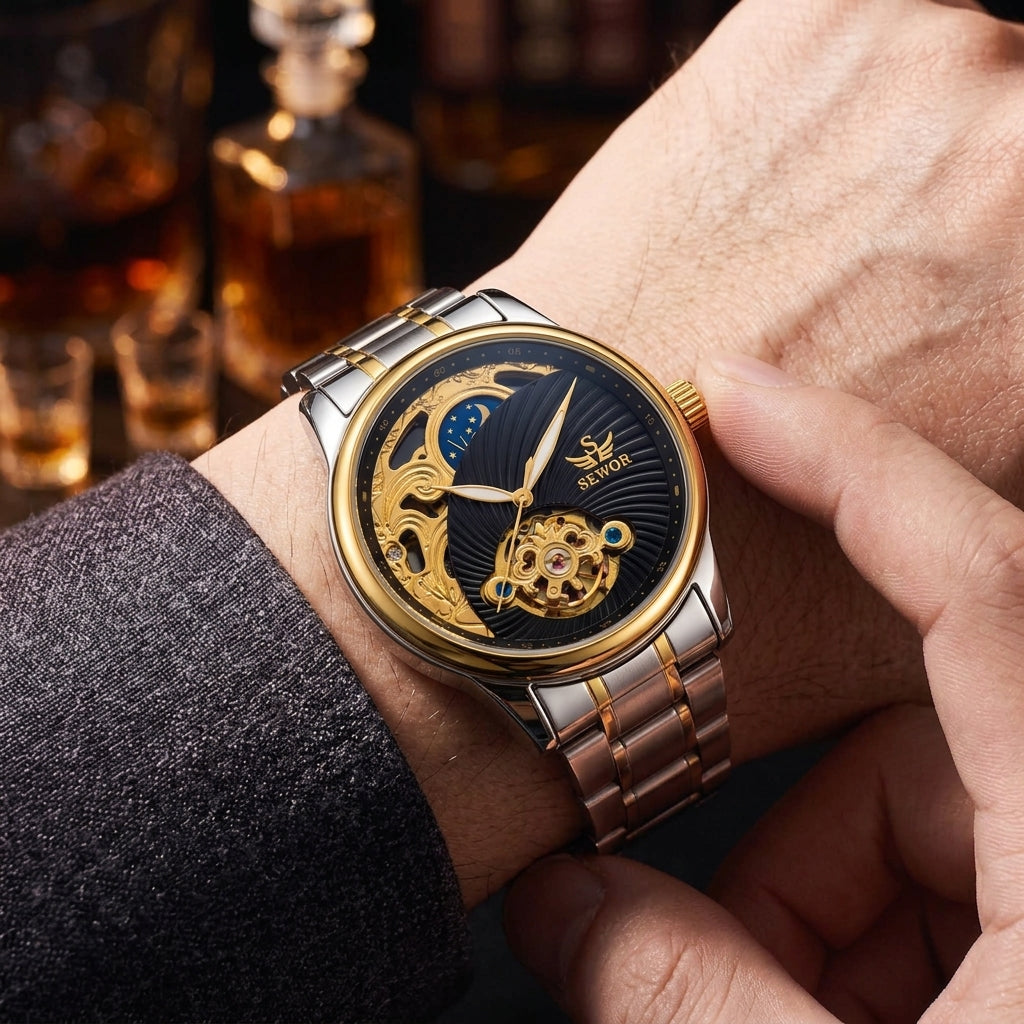 SEWOR Gold Relogio Masculino