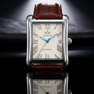 SEWOR Watches Gold Rectangle Automatic Mechanical Watches