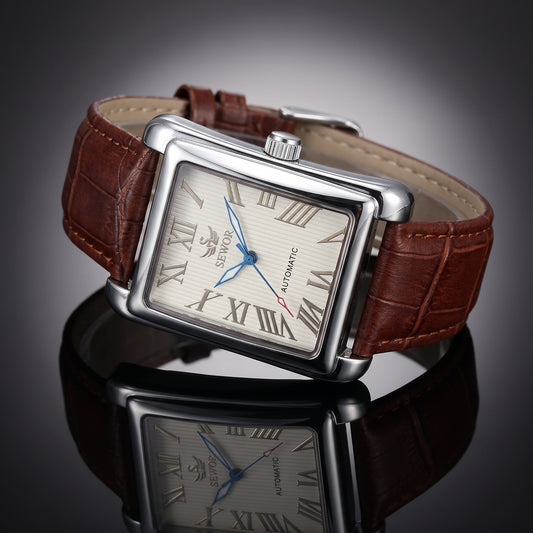 SEWOR Watches Gold Rectangle Automatic Mechanical Watches
