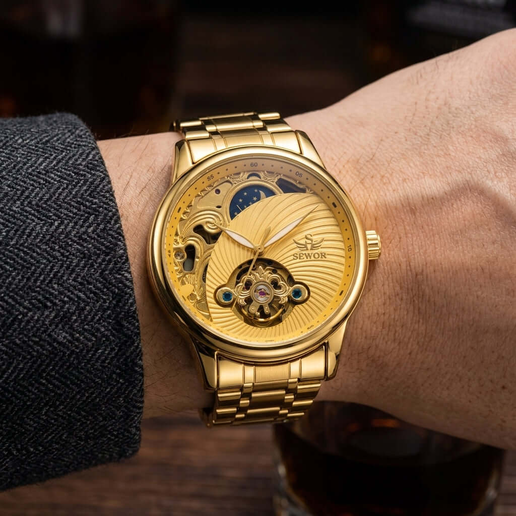 SEWOR Gold Relogio Masculino