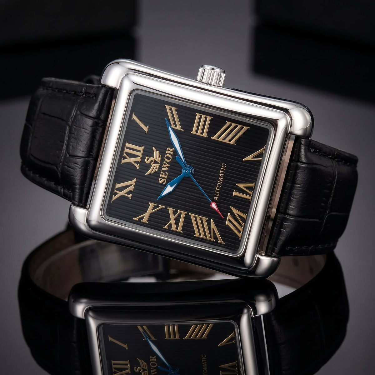 SEWOR Watches Gold Rectangle Automatic Mechanical Watches