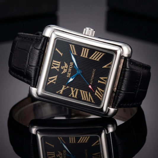 SEWOR Watches Gold Rectangle Automatic Mechanical Watches