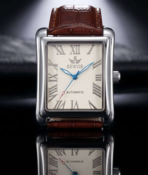 SEWOR Watches Gold Rectangle Automatic Mechanical Watches