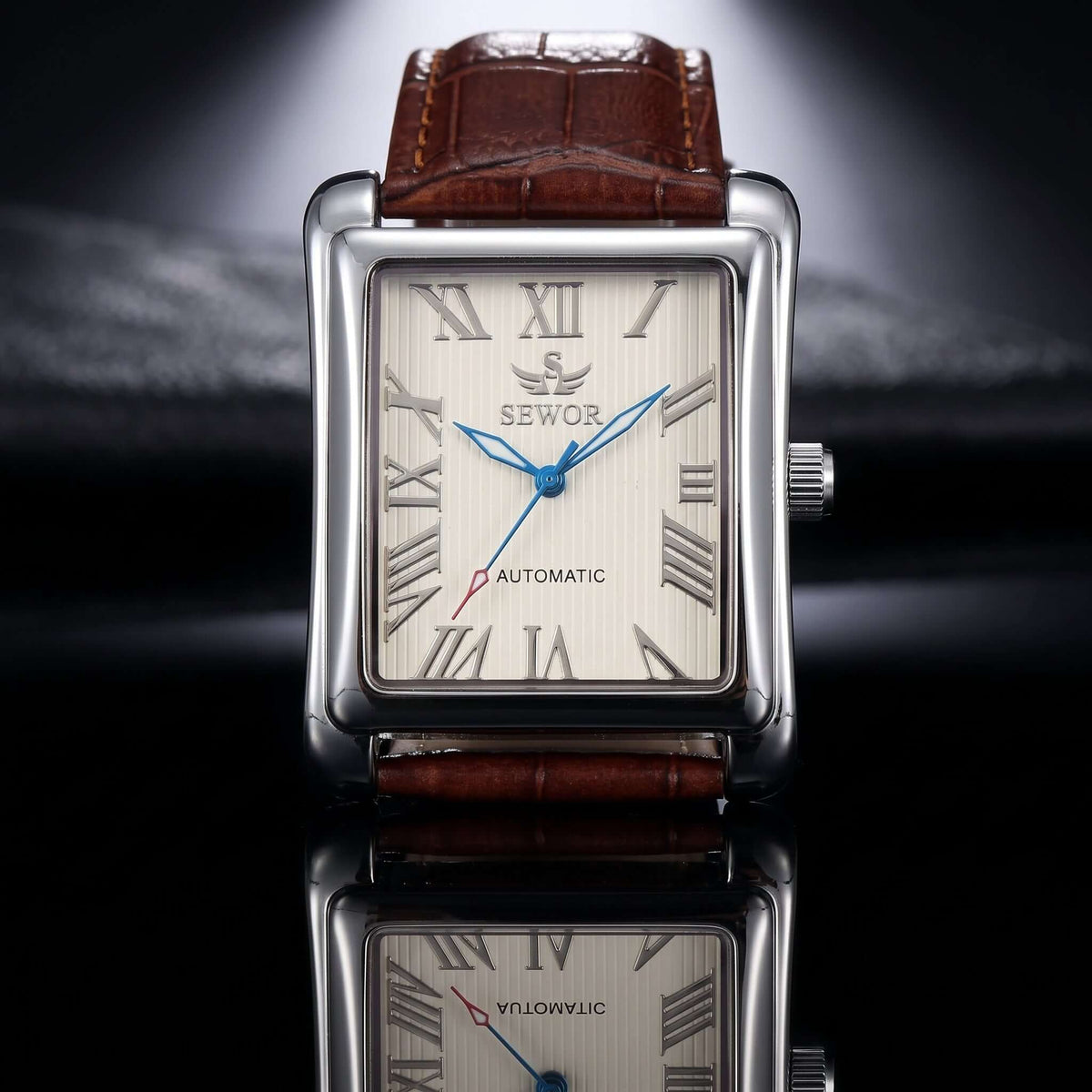 SEWOR Watches Gold Rectangle Automatic Mechanical Watches